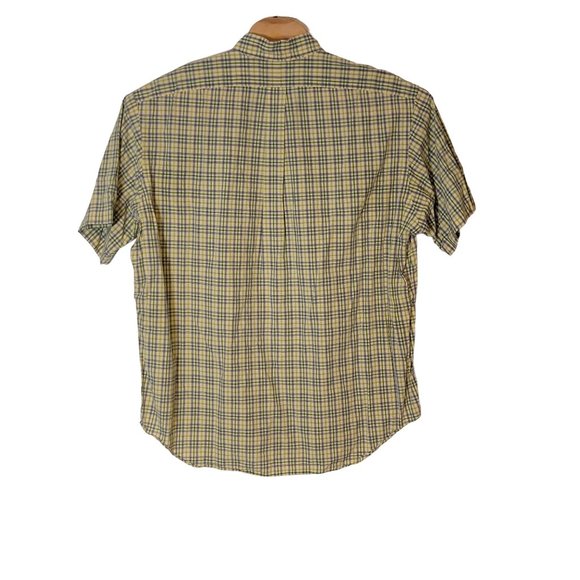 Ralph Lauren Button Down Shirt Yellow Blue Green Plaid Short Sleeve Men's Size X - Picture 3 of 6
